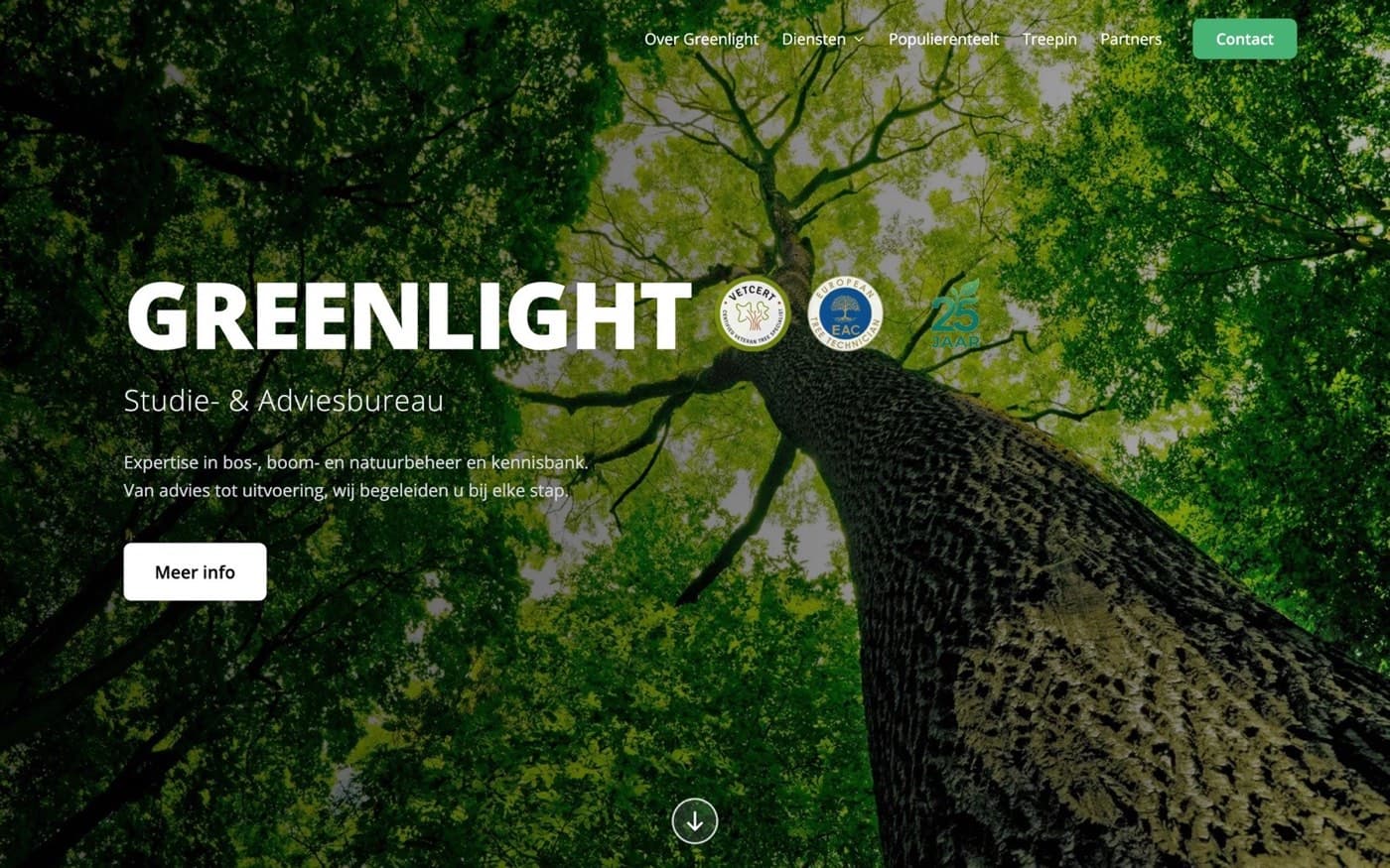 Greenlight Beheer website — hero positioning the study & consultancy practice