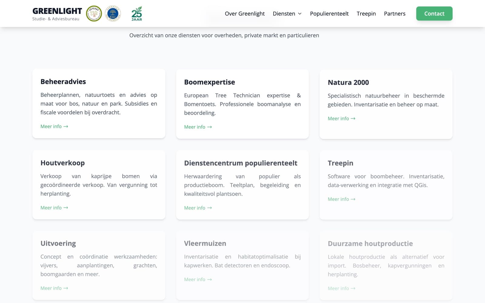 Greenlight Beheer — dienstenoverzicht op de website